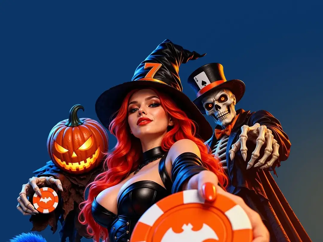 Mostbet Halloween Monster Party artwork with a witch holding a casino chip